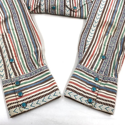 【中古品】【メンズ】 INDIAN MOTORCYCLE インディアンモーターサイクル MULTI STRIPE WESTERN LS SHIRT マルチストライプ ウエスタン 長袖シャツ カジュアルシャツ トップス 145-260507-hn-11-fur サイズ：M カラー：マルチカラー 万代Net店