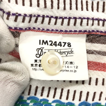 【中古品】【メンズ】 INDIAN MOTORCYCLE インディアンモーターサイクル MULTI STRIPE WESTERN LS SHIRT マルチストライプ ウエスタン 長袖シャツ カジュアルシャツ トップス 145-260507-hn-11-fur サイズ：M カラー：マルチカラー 万代Net店