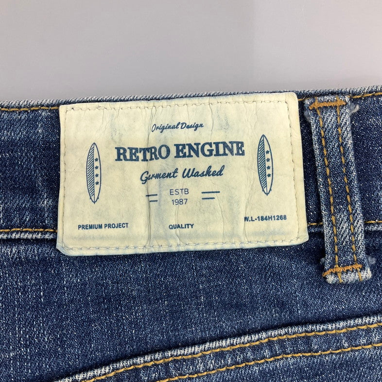 【中古品】【メンズ】 RETRO ENGINE ペンキペイントデニム 158-260506-SS-01-iwa サイズ：L カラー：ブルー 万代Net店