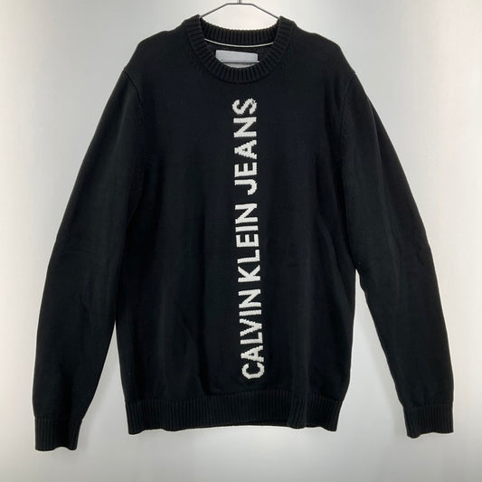 【中古品】【メンズ】 CALVIN KLEIN JEANS カルバンクラインジーンズ VERTICAL INSTITUTION ニットセーター 147-260506-SS-03-iwa サイズ：L カラー：ブラック 万代Net店