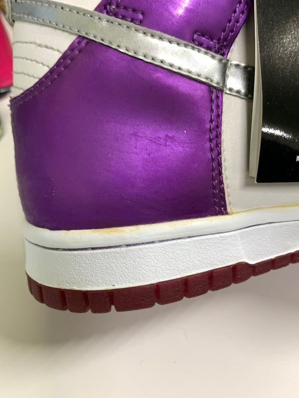 【中古品】【ボーイズ】 NIKE ナイキ 308319-101 DUNK HIGH GS ダンク ハイ ギーエス スニーカー 靴 166-260819-jt-11-min サイズ：US 5Y 23.5cm カラー：WHITE/MTLLC SLVY- 万代Net店