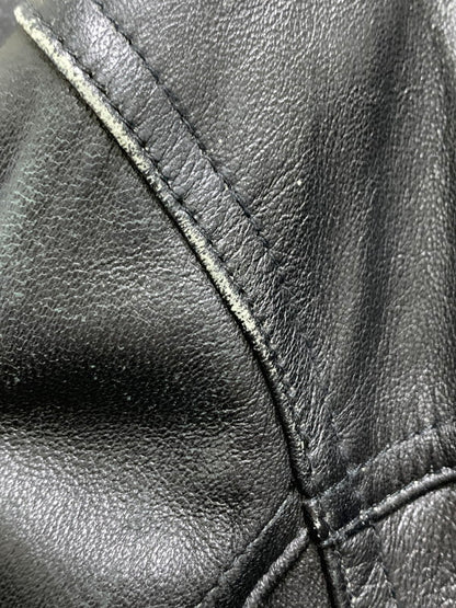 【現状渡し品】【メンズ】 MIRALGO ミラルゴ LEATHER JACKET レザー ジャケット アウター 上着 146-260822-hu-53-min サイズ：LL カラー：ブラック 万代Net店