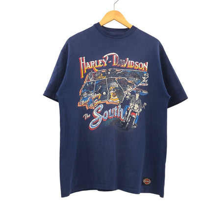 【現状渡し品】【メンズ】 HARLEY-DAVIDSON ハーレーダビッドソン × HANES BODY ヘインズボディ 80S PRINT SS TEE 両シングル プリント 半袖Tシャツ トップス 146-260509-hn-03-fur サイズ：XL カラー：ネイビー 万代Net店