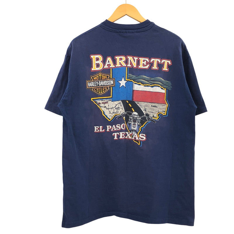 【現状渡し品】【メンズ】 HARLEY-DAVIDSON ハーレーダビッドソン × HANES BODY ヘインズボディ 80S PRINT SS TEE 両シングル プリント 半袖Tシャツ トップス 146-260509-hn-03-fur サイズ：XL カラー：ネイビー 万代Net店