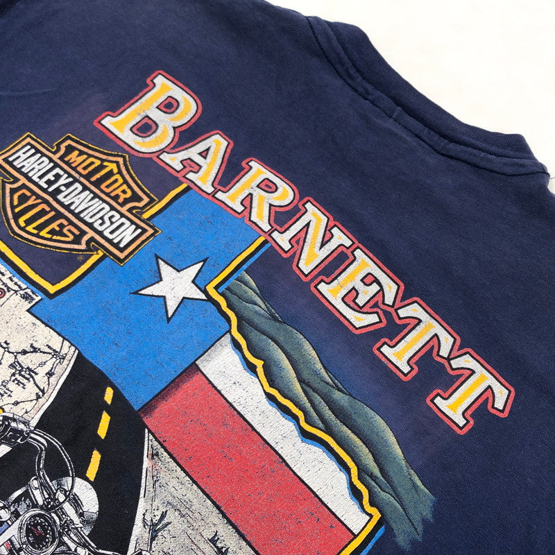 【現状渡し品】【メンズ】 HARLEY-DAVIDSON ハーレーダビッドソン × HANES BODY ヘインズボディ 80S PRINT SS TEE 両シングル プリント 半袖Tシャツ トップス 146-260509-hn-03-fur サイズ：XL カラー：ネイビー 万代Net店