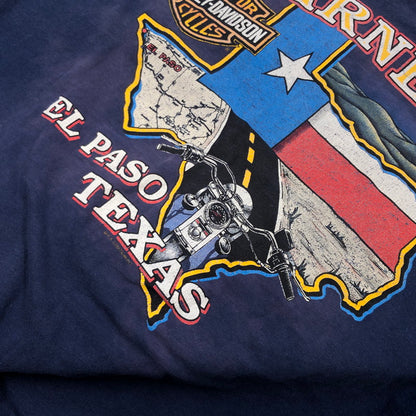 【現状渡し品】【メンズ】 HARLEY-DAVIDSON ハーレーダビッドソン × HANES BODY ヘインズボディ 80S PRINT SS TEE 両シングル プリント 半袖Tシャツ トップス 146-260509-hn-03-fur サイズ：XL カラー：ネイビー 万代Net店