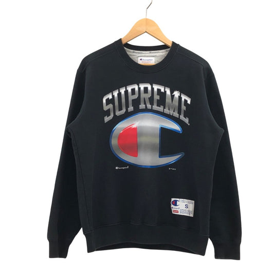 【中古品】【メンズ】 Champion チャンピオン × SUPREME シュプリーム 19SS CHROME CREWNECK クローム クルーネック スウェット トレーナー 長袖 トップス 149-251201-hn-05-fur サイズ：S カラー：ブラック 万代Net店