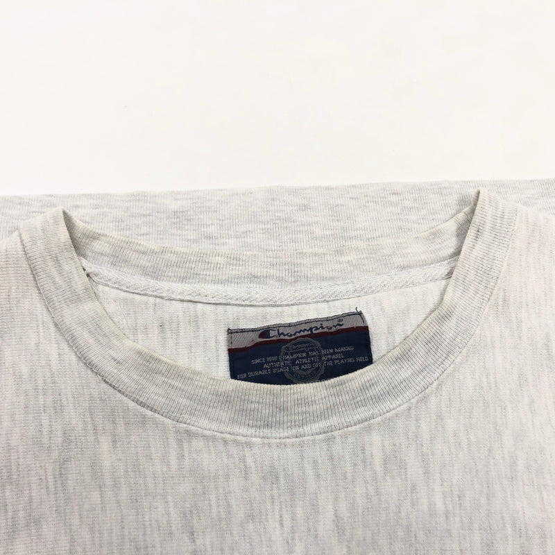 【中古品】【メンズ】 CHAMPION チャンピオン REVERSE WEAVE 00S "BROWN" PRINT SWEATSHIRT リバースウィーブ プリント スウェットシャツ トレーナー トップス 146-261019-hn-12-fur サイズ：XXL カラー：グレー 万代Net店