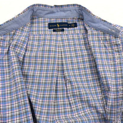 【中古品】【メンズ】 RALPH LAUREN ラルフローレン PONY EMBROIDERY L/S BD CHECK SHIRT ポニーエンブロイダリー ボタンダウン 長袖チェックシャツ カジュアルシャツ トップス 147-260509-hn-05-fur サイズ：M カラー：ブルー系 万代Net店