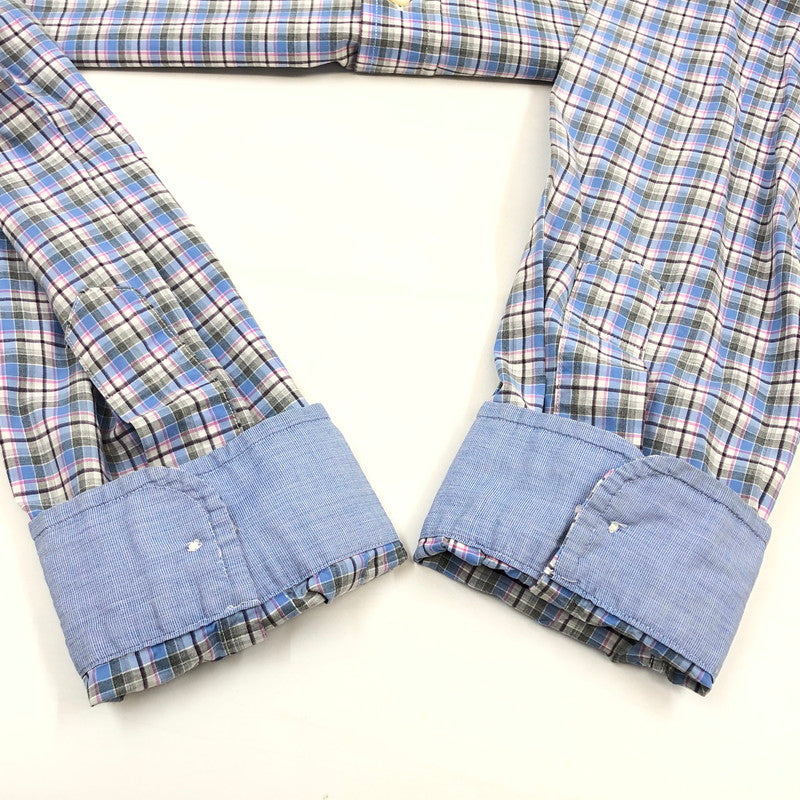 【中古品】【メンズ】 RALPH LAUREN ラルフローレン PONY EMBROIDERY L/S BD CHECK SHIRT ポニーエンブロイダリー ボタンダウン 長袖チェックシャツ カジュアルシャツ トップス 147-260509-hn-05-fur サイズ：M カラー：ブルー系 万代Net店