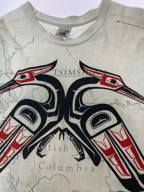 【中古品】【メンズ】  FRUIT OF THE LOOM フルーツオブザルーム カナダ製 90S HAIDA EAGLE PRINTED T-SHIRT ハイダイーグル プリントTシャツ 半袖Tシャツ トップス 146-240522-jt-13-min サイズ：XL カラー：ホワイト 白 万代Net店