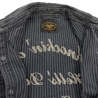 【現状渡し品】【メンズ】 SKULL FLIGHT スカルフライト RIDERS STRIPE WESTERN L/S SHIRT ライダース ストライプ ウエスタン 長袖シャツ カジュアルシャツ トップス 145-260727-hn-03-fur サイズ：38 カラー：グレー系 万代Net店