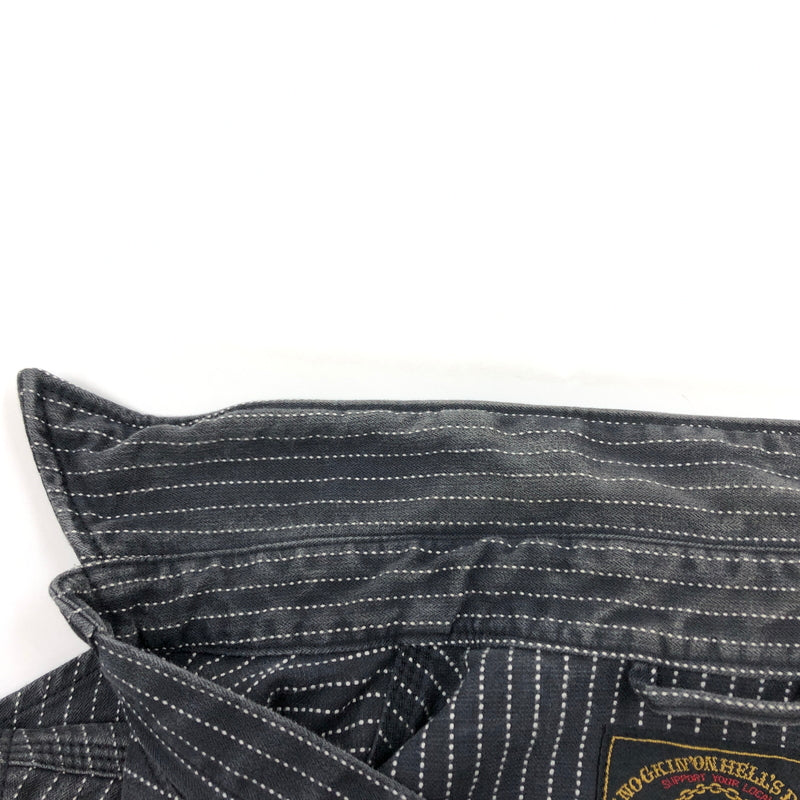 【現状渡し品】【メンズ】 SKULL FLIGHT スカルフライト RIDERS STRIPE WESTERN L/S SHIRT ライダース ストライプ ウエスタン 長袖シャツ カジュアルシャツ トップス 145-260727-hn-03-fur サイズ：38 カラー：グレー系 万代Net店