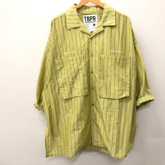 【中古品】【メンズ】 TIGHT BOOTH タイトブース 半袖 ストライプ ロールアップ シャツ 142-240208-tk-12-tei サイズ：L カラー：イエロー 万代Net店