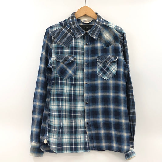 【中古品】【メンズ】 AKM エイケイエム × FIVE BROTHER ファイブブラザー L/S CHECK SHIRT SO46 長袖 チェックシャツ カジュアルシャツ トップス 140-260727-hn-07-fur サイズ：XL カラー：ブルー系 万代Net店