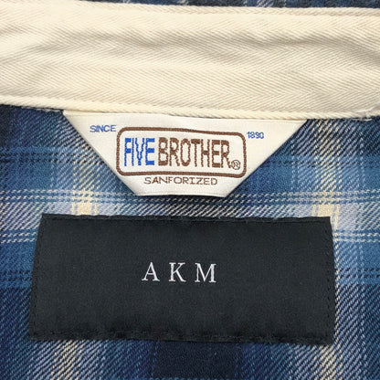 【中古品】【メンズ】 AKM エイケイエム × FIVE BROTHER ファイブブラザー L/S CHECK SHIRT SO46 長袖 チェックシャツ カジュアルシャツ トップス 140-260727-hn-07-fur サイズ：XL カラー：ブルー系 万代Net店