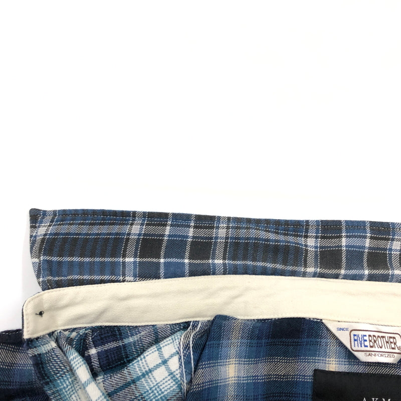 【中古品】【メンズ】 AKM エイケイエム × FIVE BROTHER ファイブブラザー L/S CHECK SHIRT SO46 長袖 チェックシャツ カジュアルシャツ トップス 140-260727-hn-07-fur サイズ：XL カラー：ブルー系 万代Net店