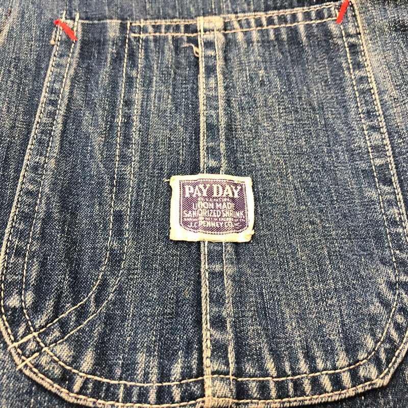 【中古品】【メンズ】  PAYDAY 40`S DENIM COVERALL ペイデイ 40年代 ヴィンテージ デニム カバーオール 4つボタン ツープロングボタン 145-240704-si-1-tei サイズ：不明 カラー：インディゴ 万代Net店