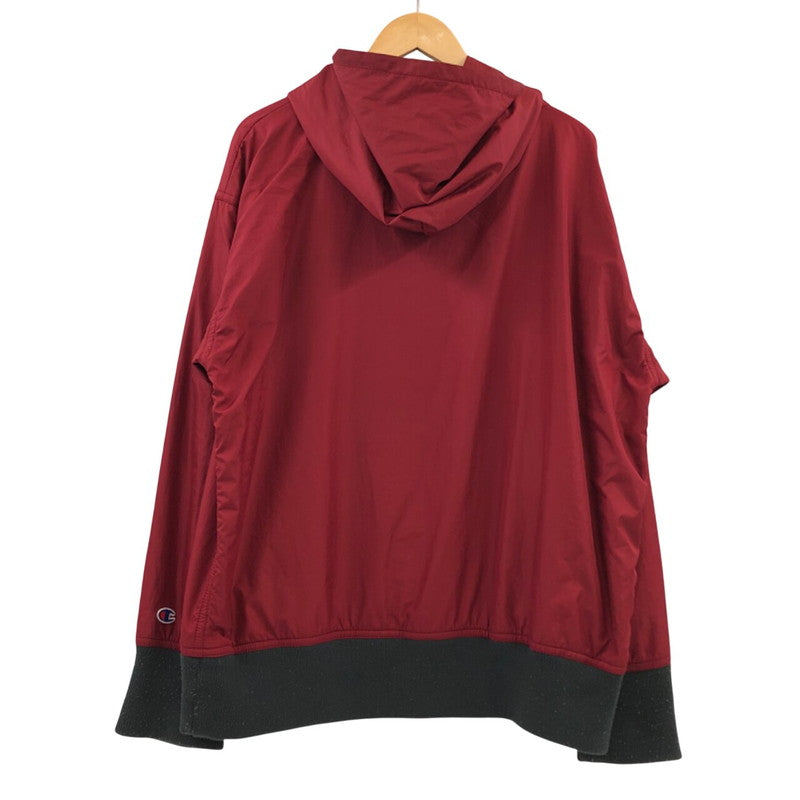 【現状渡し品】【メンズ】 Champion チャンピオン NYC 56 Manchester NYLON HOODIE 90S復刻 ナイロンフーディー パーカー トップス 157-260216-hn-03-fur サイズ：O(XL相当) カラー：レッド/グレー系 万代Net店