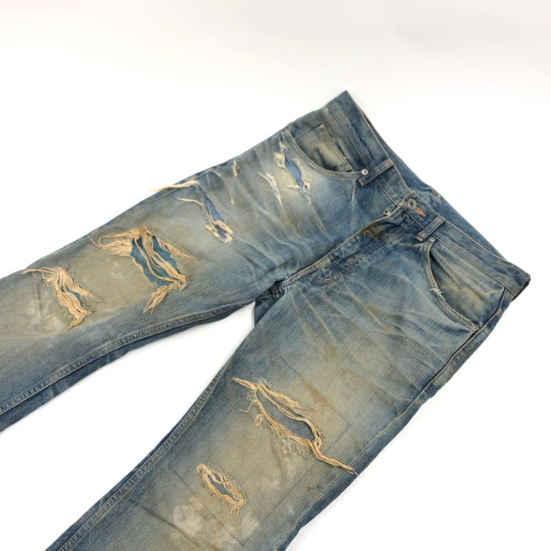 【ジャンク品】【メンズ】 ISAMUKATAYAMA BACKLASH イサムカタヤマ バックラッシュ DAMAGE DENIM PANTS 1133-02 ダメージデニムパンツ ボトムス 151-260729-hn-02-fur サイズ：S カラー：インディゴ 万代Net店