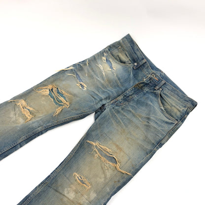 【ジャンク品】【メンズ】 ISAMUKATAYAMA BACKLASH イサムカタヤマ バックラッシュ DAMAGE DENIM PANTS 1133-02 ダメージデニムパンツ ボトムス 151-260729-hn-02-fur サイズ：S カラー：インディゴ 万代Net店