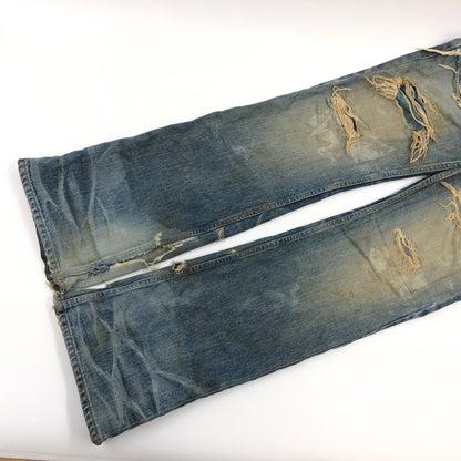 【ジャンク品】【メンズ】 ISAMUKATAYAMA BACKLASH イサムカタヤマ バックラッシュ DAMAGE DENIM PANTS 1133-02 ダメージデニムパンツ ボトムス 151-260729-hn-02-fur サイズ：S カラー：インディゴ 万代Net店