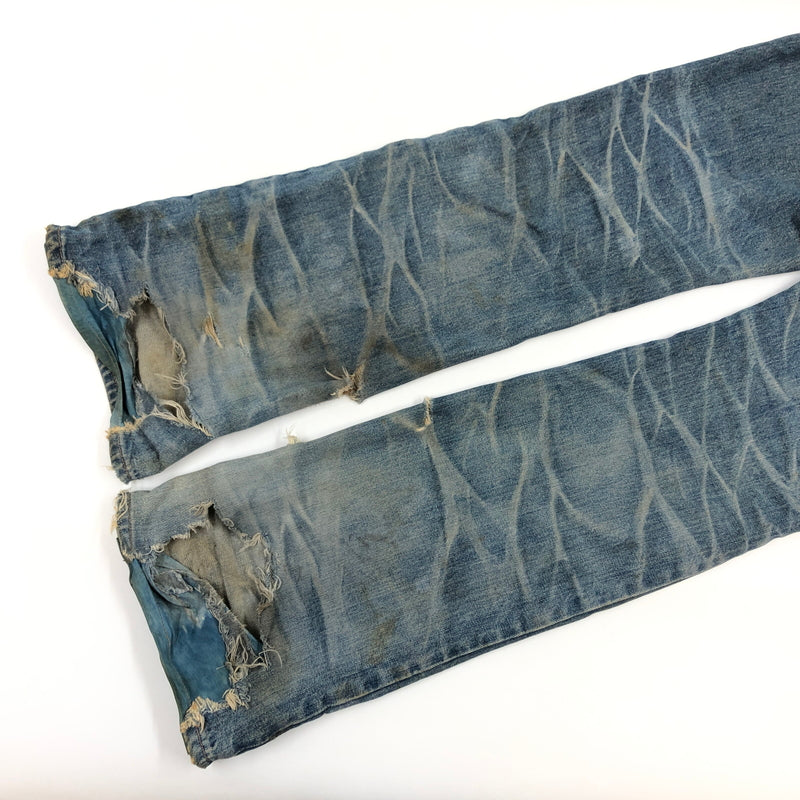 【ジャンク品】【メンズ】 ISAMUKATAYAMA BACKLASH イサムカタヤマ バックラッシュ DAMAGE DENIM PANTS 1133-02 ダメージデニムパンツ ボトムス 151-260729-hn-02-fur サイズ：S カラー：インディゴ 万代Net店