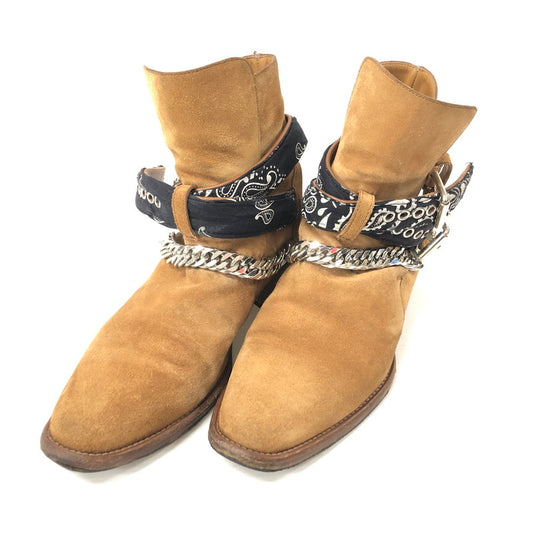 【中古品】【メンズ】 AMIRI BANDANA BUCKLE BOOT バンダナ バックル ブーツ スウェード ショート 164-240321-tk-1-tei サイズ：40 1/2 カラー：ブラウン 万代Net店