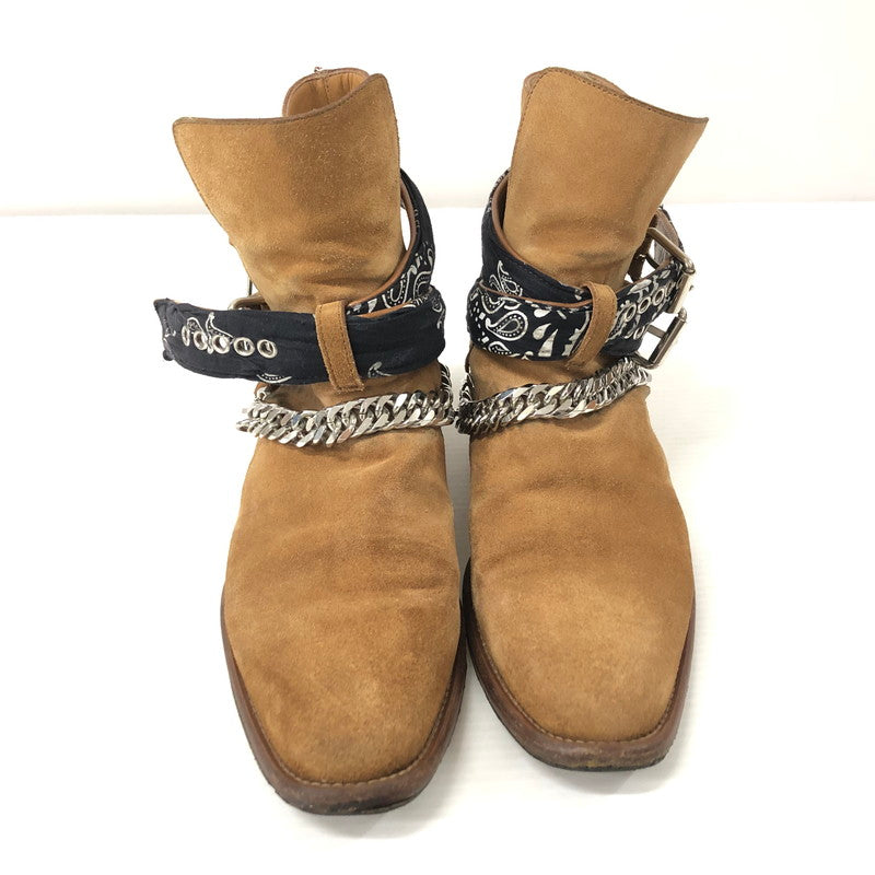 【中古品】【メンズ】 AMIRI BANDANA BUCKLE BOOT バンダナ バックル ブーツ スウェード ショート 164-240321-tk-1-tei サイズ：40 1/2 カラー：ブラウン 万代Net店