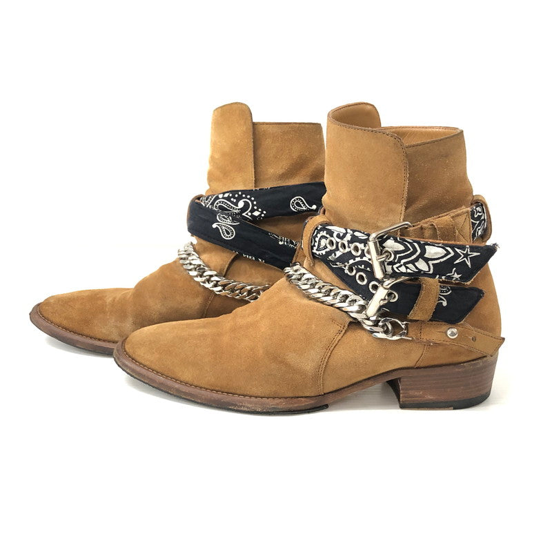 【中古品】【メンズ】 AMIRI BANDANA BUCKLE BOOT バンダナ バックル ブーツ スウェード ショート 164-240321-tk-1-tei サイズ：40 1/2 カラー：ブラウン 万代Net店