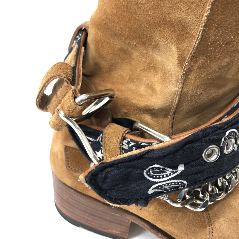 【中古品】【メンズ】 AMIRI BANDANA BUCKLE BOOT バンダナ バックル ブーツ スウェード ショート 164-240321-tk-1-tei サイズ：40 1/2 カラー：ブラウン 万代Net店