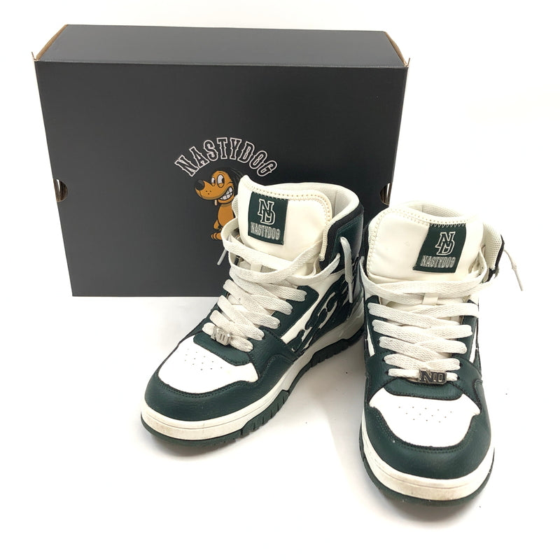 【現状渡し品】【メンズ】 NASTYDOG ナスティードッグ HIGH CUT SNEAKERS ND-0249-GRN-265 ハイカットスニーカー シューズ 靴 162-261024-hn-03-fur サイズ：26.5cm カラー：グリーン/ホワイト 万代Net店