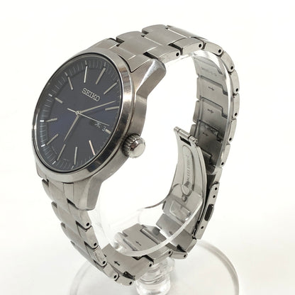 【中古品】【メンズ】 SEIKO セイコー SOLAR ANALOG WATCH V158-0AM0 青文字盤 ソーラー アナログ 腕時計 197-260730-hn-03-fur カラー：シルバー/ネイビー 万代Net店