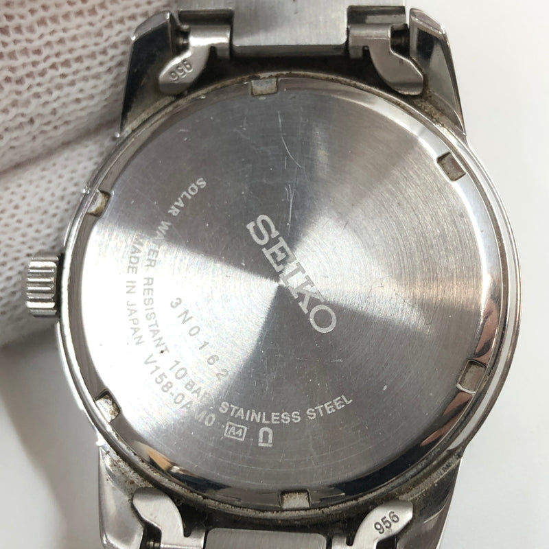 【中古品】【メンズ】 SEIKO セイコー SOLAR ANALOG WATCH V158-0AM0 青文字盤 ソーラー アナログ 腕時計 197-260730-hn-03-fur カラー：シルバー/ネイビー 万代Net店