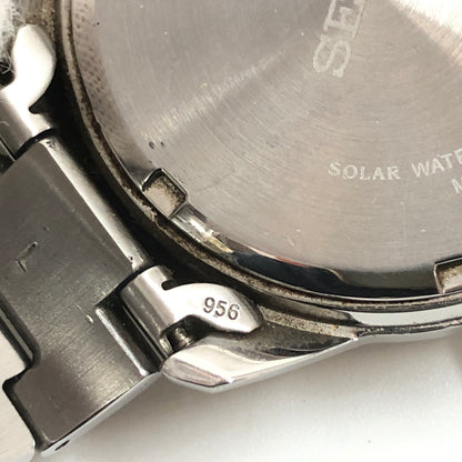 【中古品】【メンズ】 SEIKO セイコー SOLAR ANALOG WATCH V158-0AM0 青文字盤 ソーラー アナログ 腕時計 197-260730-hn-03-fur カラー：シルバー/ネイビー 万代Net店