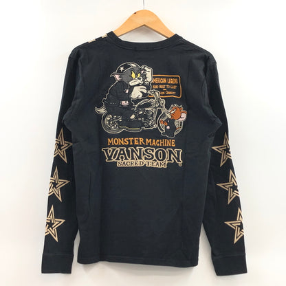 【現状渡し品】【メンズ】 VANSON バンソン TOM AND JERRY EMBROIDERY LS TEE トムアンドジェリー 刺繡 長袖Tシャツ トップス 145-261024-hn-04-fur サイズ：M カラー：ブラック/ベージュ系 万代Net店