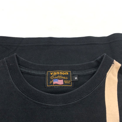 【現状渡し品】【メンズ】 VANSON バンソン TOM AND JERRY EMBROIDERY LS TEE トムアンドジェリー 刺繡 長袖Tシャツ トップス 145-261024-hn-04-fur サイズ：M カラー：ブラック/ベージュ系 万代Net店