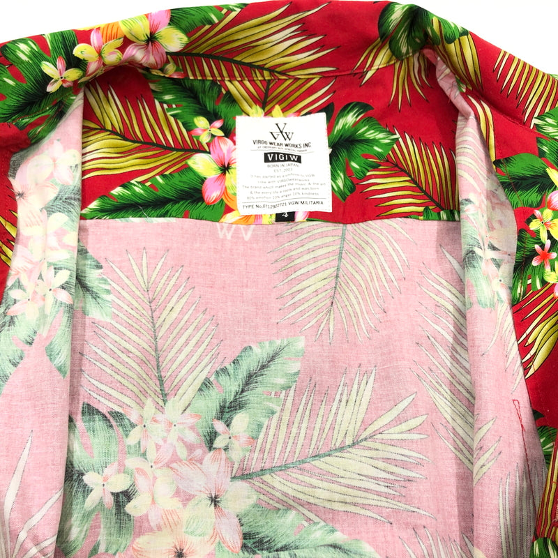 【中古品】【メンズ】 VIRGO WEAR WORKS ヴァルゴウェアワークス OPEN COLLAR ALOHA SHIRT VG-SH-230 オープンカラー アロハシャツ 半袖 カジュアルシャツ トップス 140-260730-hn-05-fur サイズ：4 カラー：レッド系 万代Net店