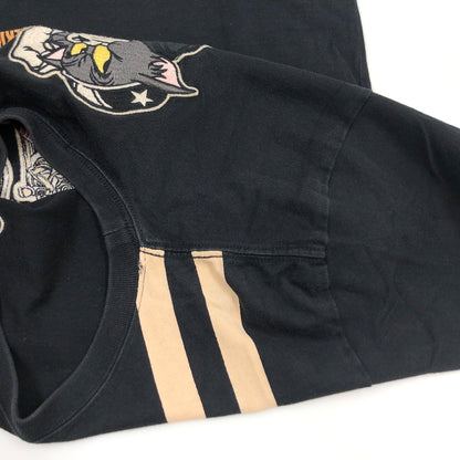 【現状渡し品】【メンズ】 VANSON バンソン TOM AND JERRY EMBROIDERY LS TEE トムアンドジェリー 刺繡 長袖Tシャツ トップス 145-261024-hn-04-fur サイズ：M カラー：ブラック/ベージュ系 万代Net店