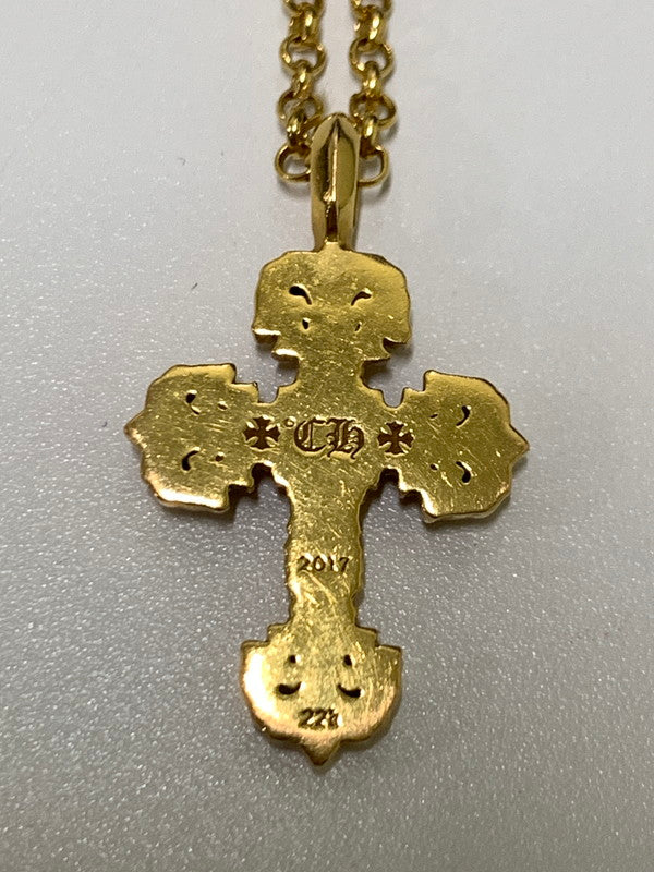 【中古品】【メンズ】 CHROME HEARTS クロムハーツ 22K CHARM FILIGREE TINY P DMND＆22K NECKCHAIN 20INCH タイニーフィリグリー PAVEダイヤ ネックレストップ ネックレスチェーン アクセサリー  190-240902-yn-01-min カラー：ゴールド 万代Net店