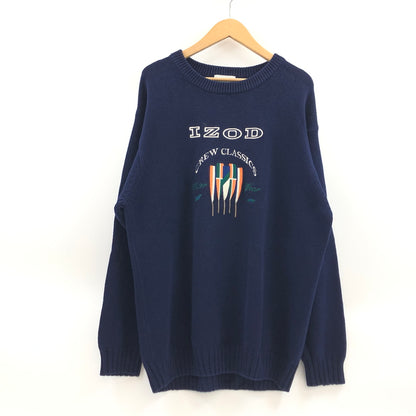 【中古品】【メンズ】 IZOD アイゾッド ロゴ刺繍 ニット セーター トップス 146-261026-hn-01-fur サイズ：XL カラー：ネイビー 万代Net店