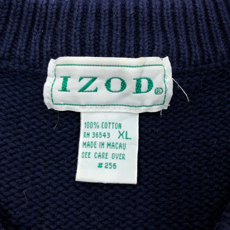 【中古品】【メンズ】 IZOD アイゾッド ロゴ刺繍 ニット セーター トップス 146-261026-hn-01-fur サイズ：XL カラー：ネイビー 万代Net店