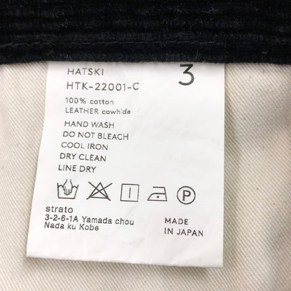 【中古品】【メンズ】 HATSKI ハツキ LOOSE TAPERED CORDUROY HTK-22001-C ルーズ テーパード コーデュロイ パンツ ボトムス 151-260801-hn-07-fur サイズ：3 カラー：ブラック 万代Net店