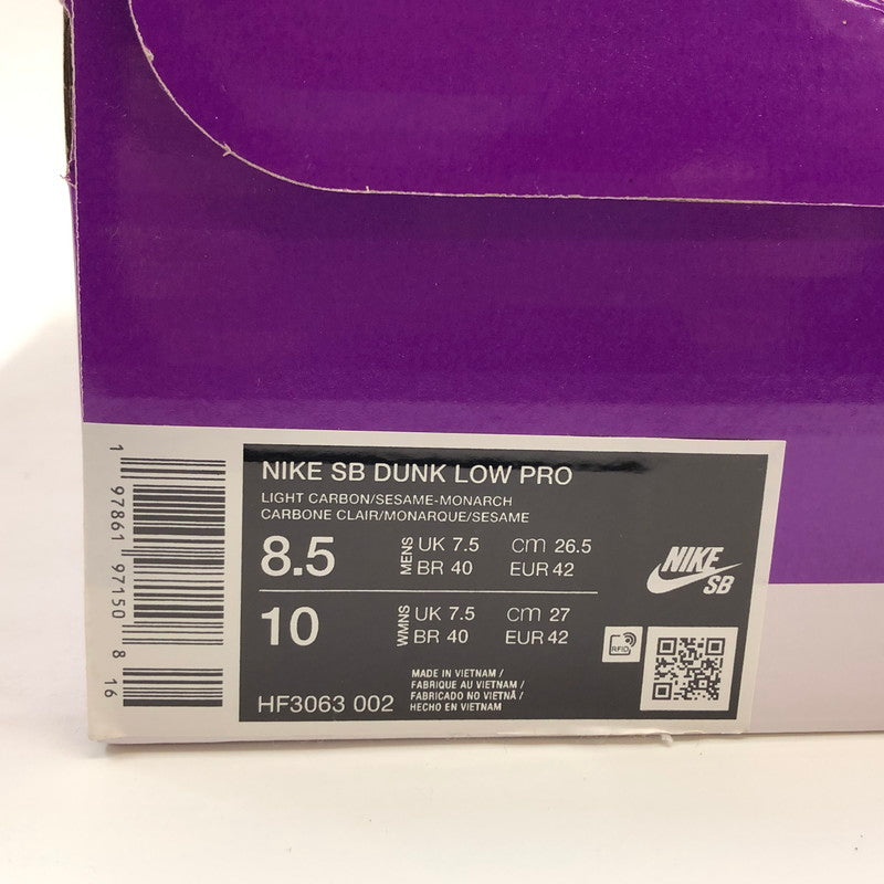 【中古品】【メンズ】 NIKE SB ナイキエスビー DUNK LOW PRO "LIGHT CARBON AND MONARCH" HF3063-002 ダンク ロー プロ ライトカーボン アンド モナーク スニーカー 靴 160-251206-hn-06-fur サイズ：26.5cm US 8.5 カラー：グレー/ブラウン系 万代Net店