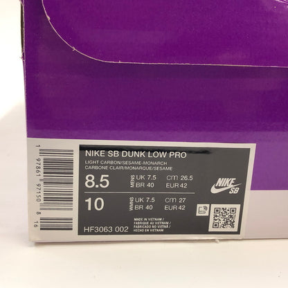 【中古品】【メンズ】 NIKE SB ナイキエスビー DUNK LOW PRO "LIGHT CARBON AND MONARCH" HF3063-002 ダンク ロー プロ ライトカーボン アンド モナーク スニーカー 靴 160-251206-hn-06-fur サイズ：26.5cm US 8.5 カラー：グレー/ブラウン系 万代Net店