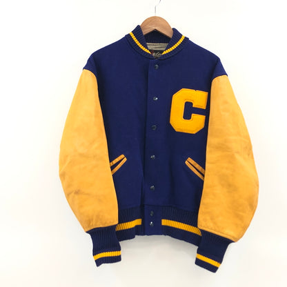 【中古品】【メンズ】 WHITING ホワイティング STADIUM JACKET 推定60-70S スタジアムジャケット スタジャン ブルゾン アウター 146-261026-hn-09-fur サイズ：S カラー：ネイビー/イエロー 万代Net店