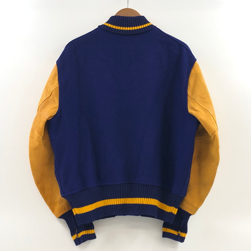 【中古品】【メンズ】 WHITING ホワイティング STADIUM JACKET 推定60-70S スタジアムジャケット スタジャン ブルゾン アウター 146-261026-hn-09-fur サイズ：S カラー：ネイビー/イエロー 万代Net店
