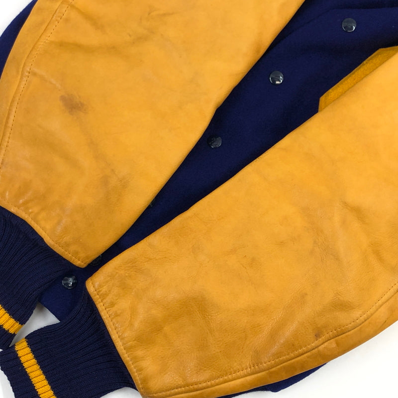 【中古品】【メンズ】 WHITING ホワイティング STADIUM JACKET 推定60-70S スタジアムジャケット スタジャン ブルゾン アウター 146-261026-hn-09-fur サイズ：S カラー：ネイビー/イエロー 万代Net店