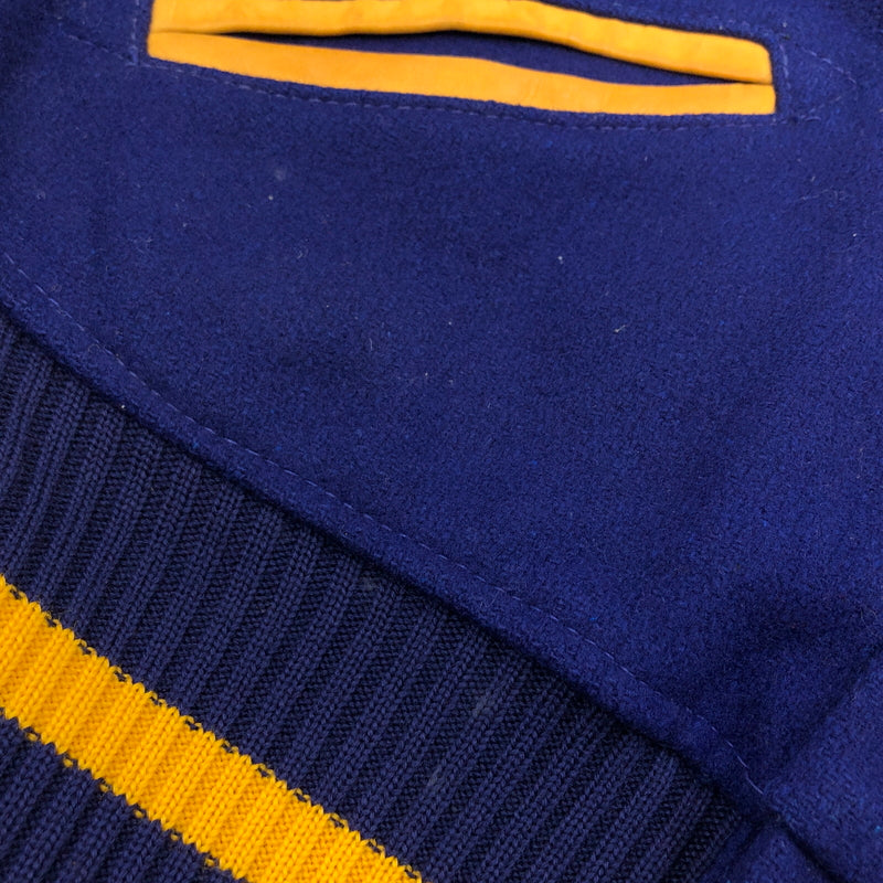【中古品】【メンズ】 WHITING ホワイティング STADIUM JACKET 推定60-70S スタジアムジャケット スタジャン ブルゾン アウター 146-261026-hn-09-fur サイズ：S カラー：ネイビー/イエロー 万代Net店