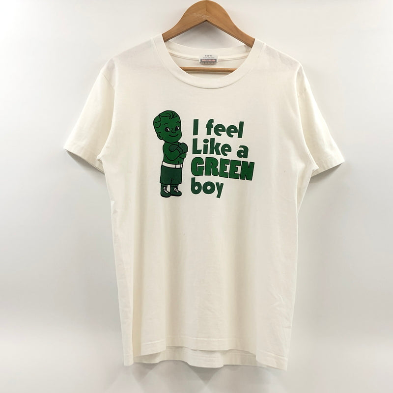 【中古品】【メンズ】 HANES ヘインズ "I FEEL LIKE A GREEN BOY" PRINT S/S TEE プリント 半袖Tシャツ トップス 146-260805-hn-03-fur サイズ：M カラー：ホワイト/グリーン 万代Net店